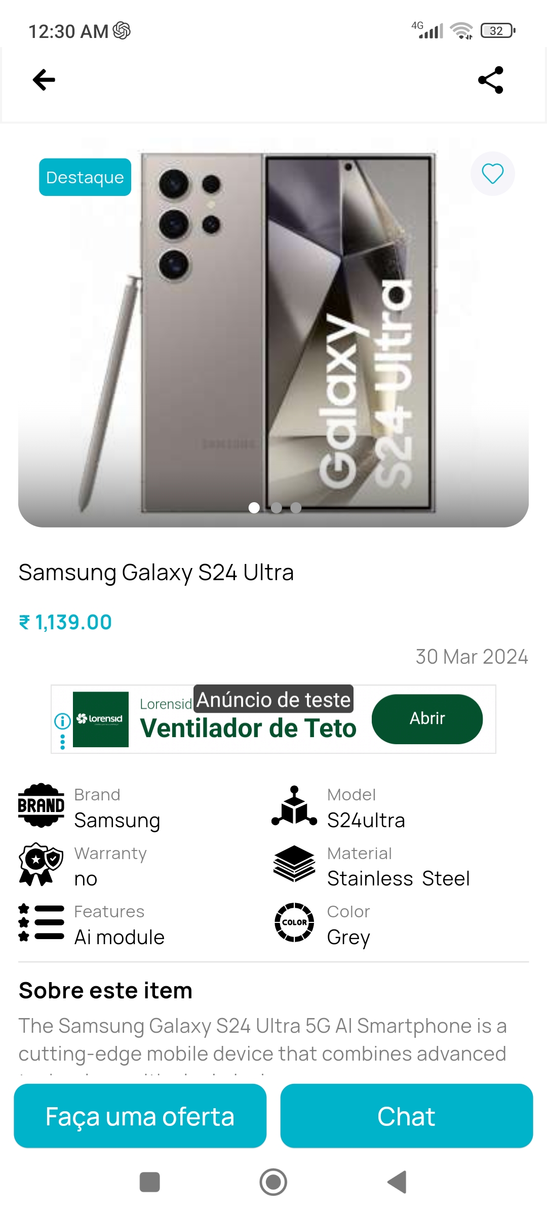 Página única do produto