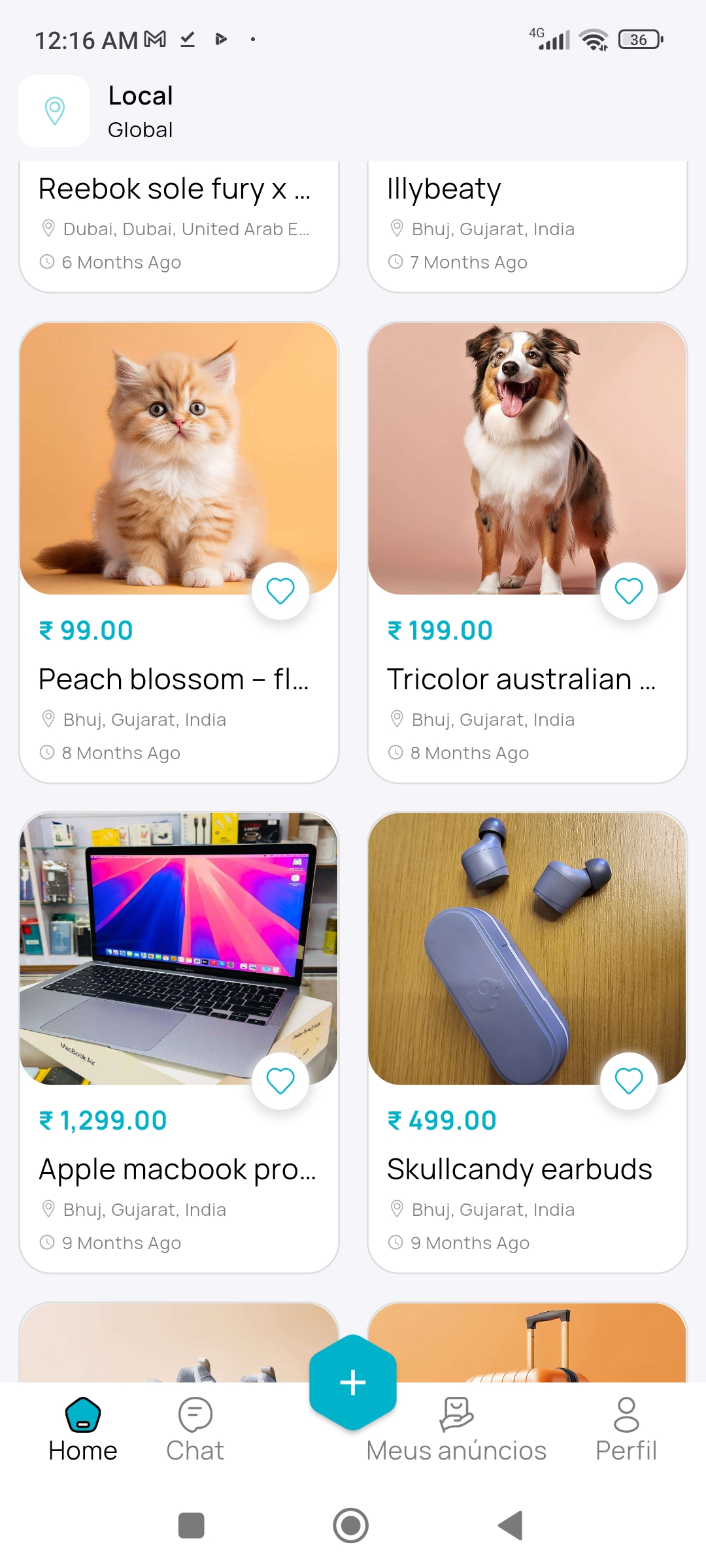 Página todos os produtos do aplicativo